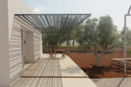 rendering spazio esterno di dependance masseria pugliese