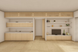 rendering di interno di dependance masseria pugliese moderno